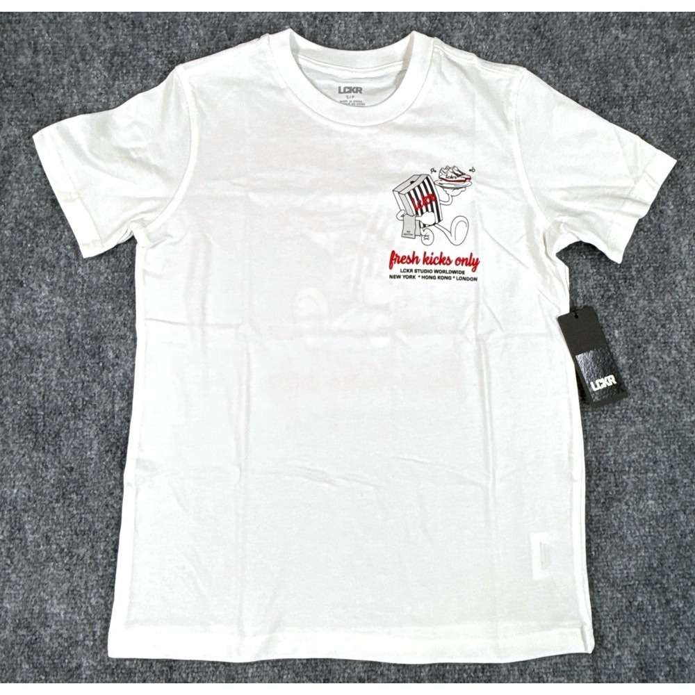 LCKR Boys Youth Small White Fresh Kicks Only Graphic T-Shirt NWT